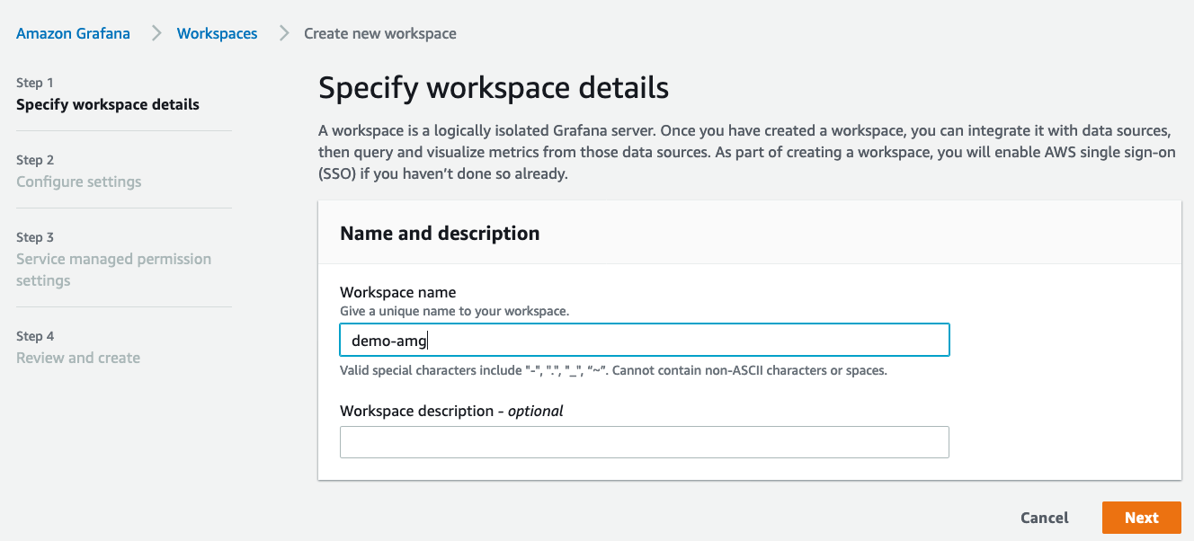 Create AMG workspace