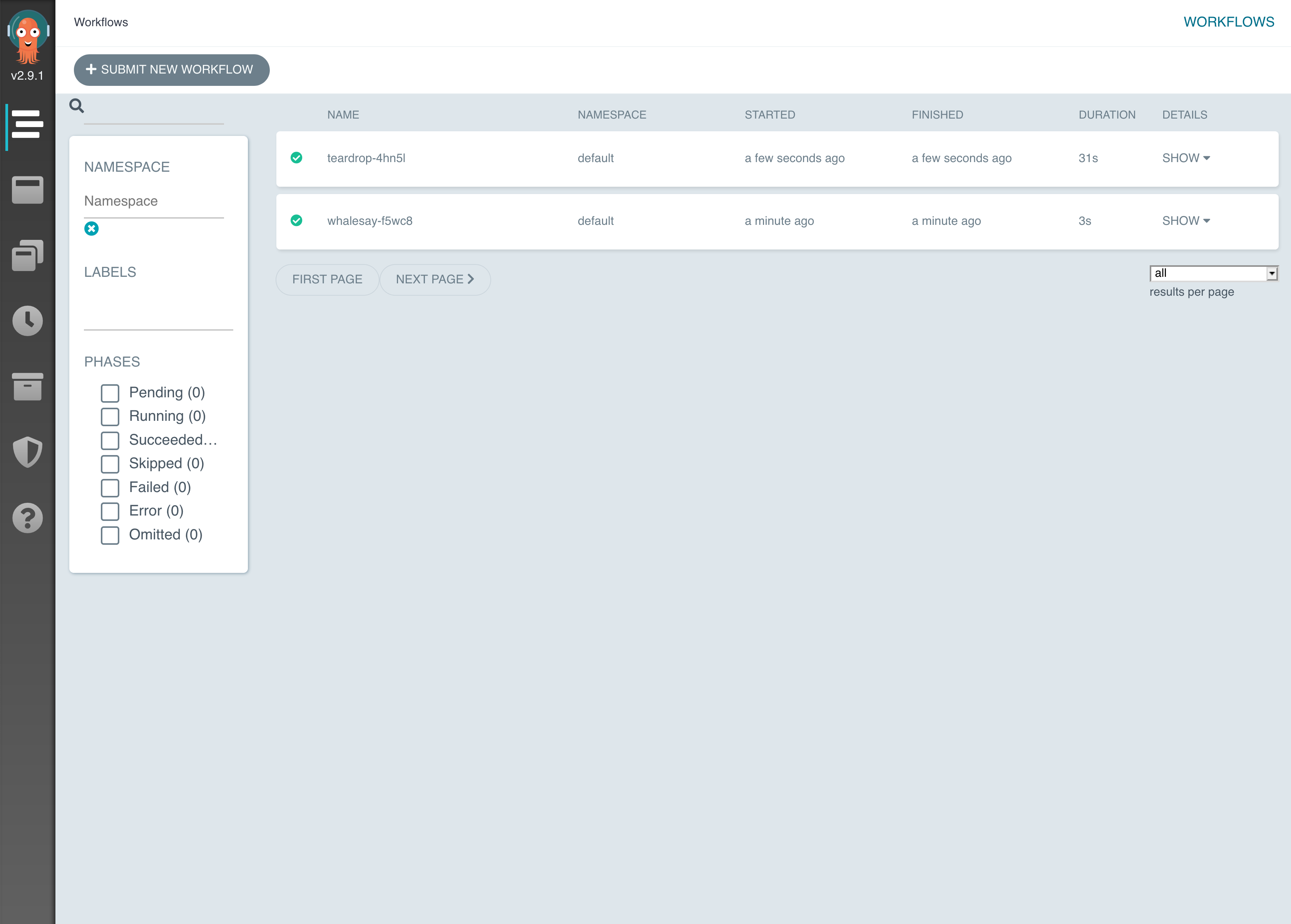 Argo Dashboard