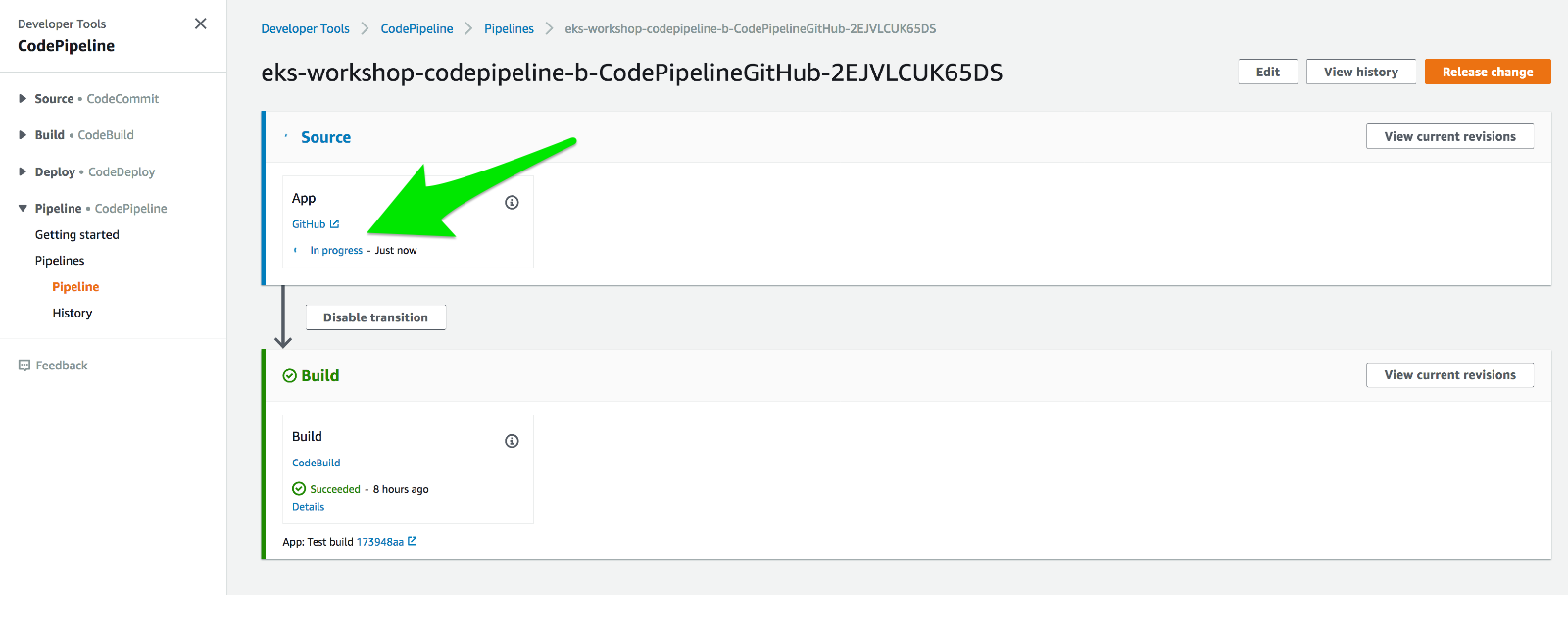 CodePipeline Running