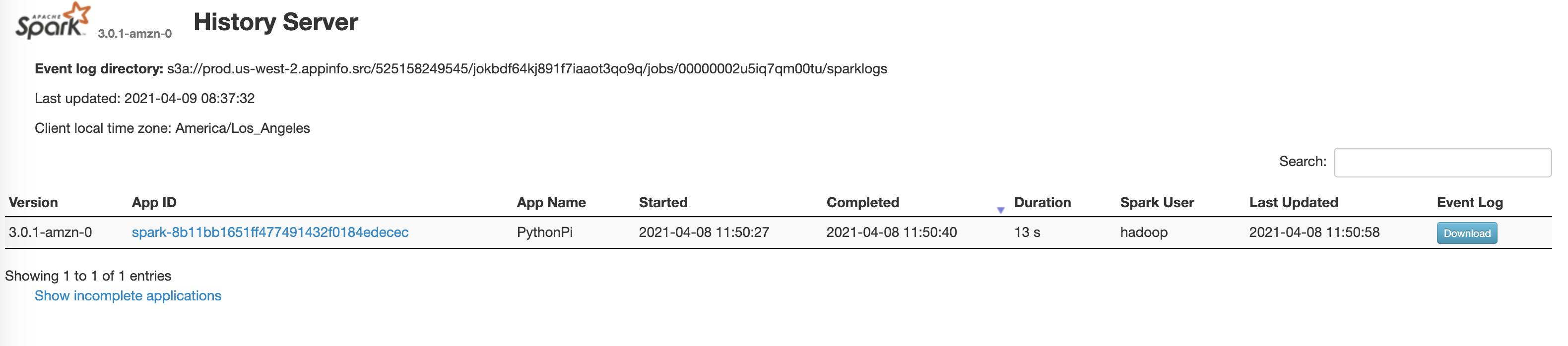 EMR on EKS cloudwatch logs