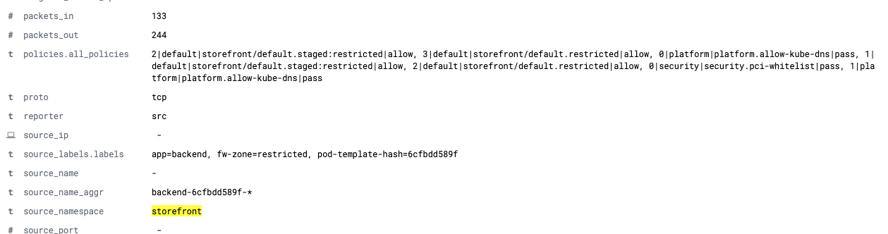 Fig. 10- Fields within a single flow log entry 