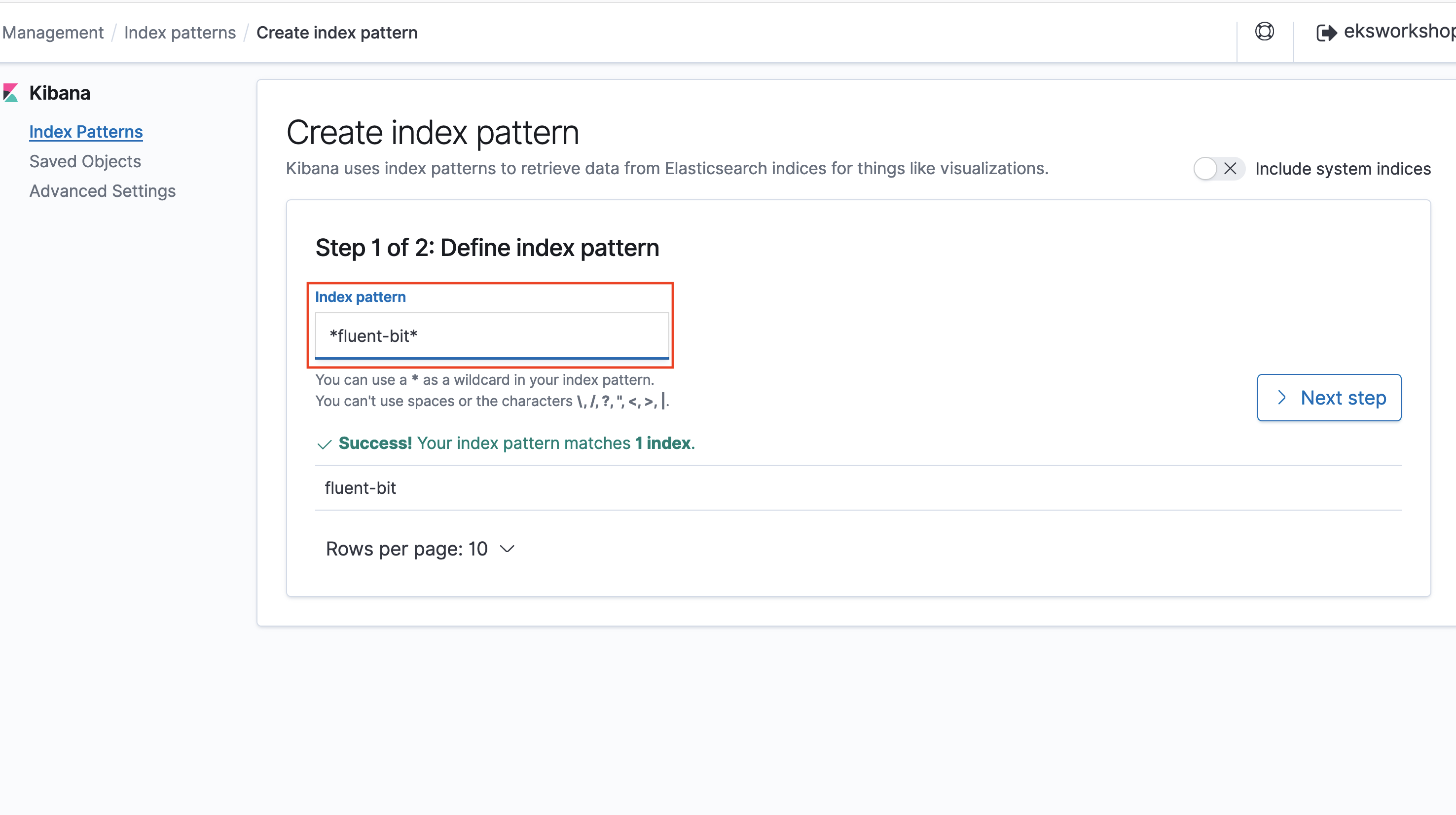 Kibana index Pattern 1